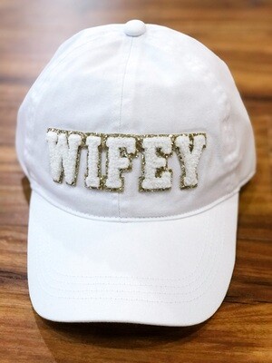 White Wifey Ball Cap w/ Raised Letters 