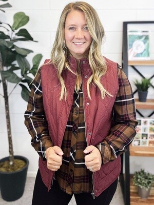 Maroon Quilted Vest