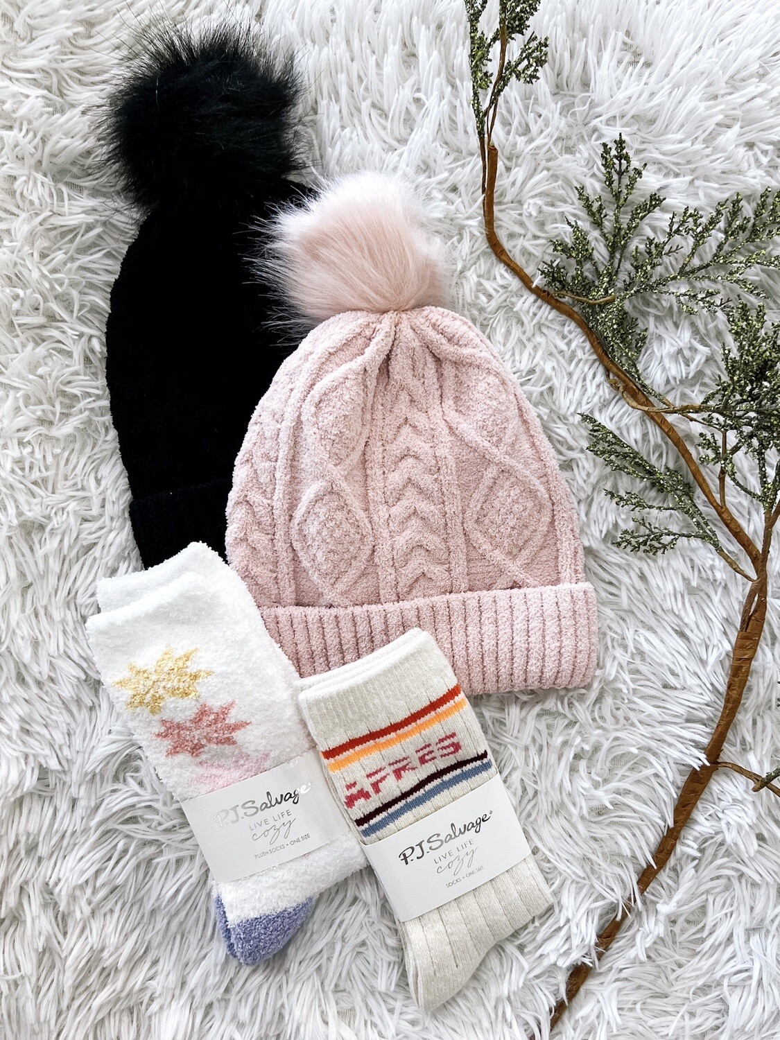 Pink Cable Knit Beanie