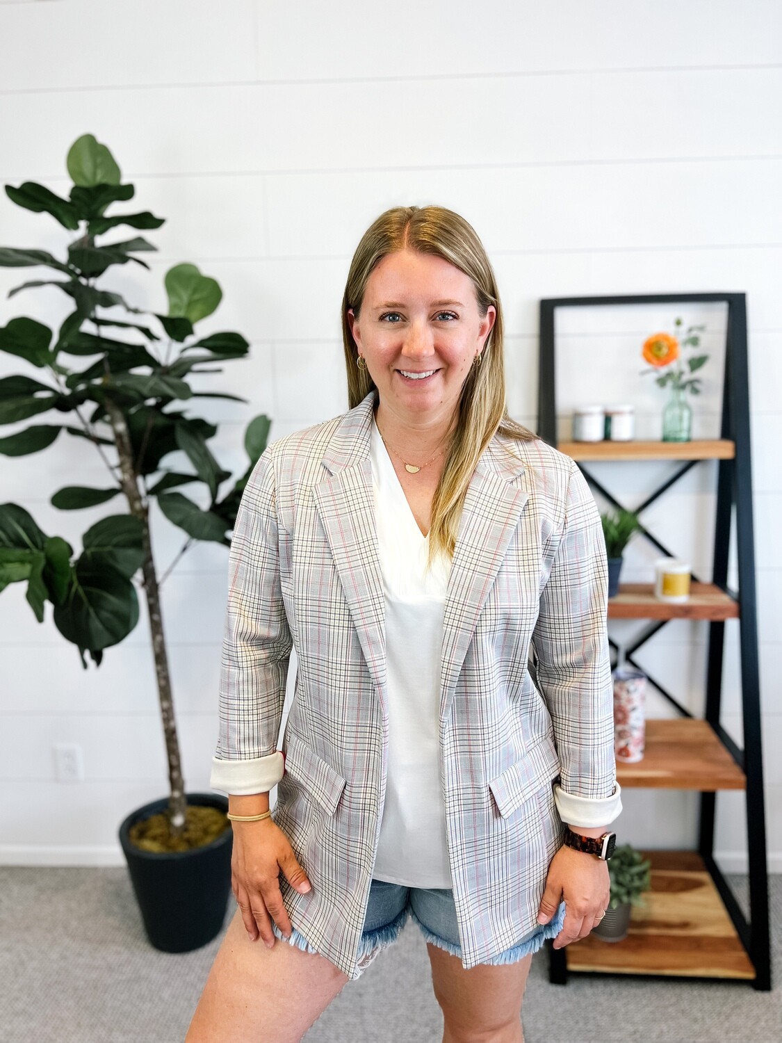 Plaid Boyfriend Blazer