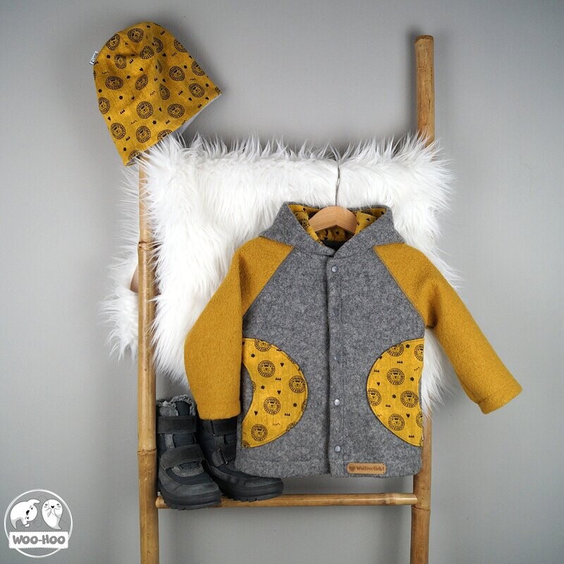 Walkjacke Grau | Senf | Löwen