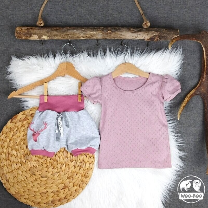 Set Short Grau | Atrosa | Shirt Lochstickerei