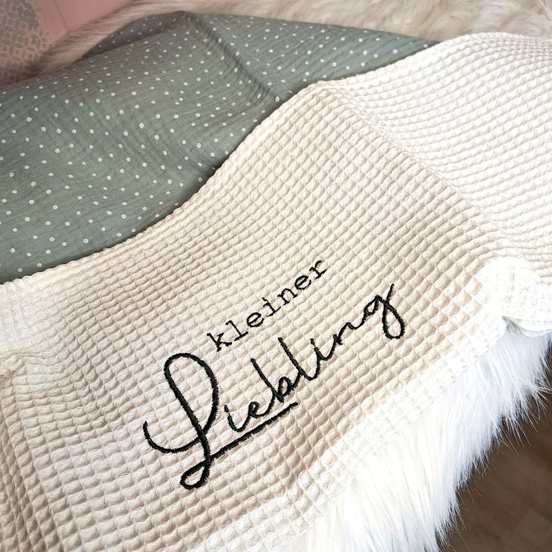 Babydecke Creme | Punkte Salbei