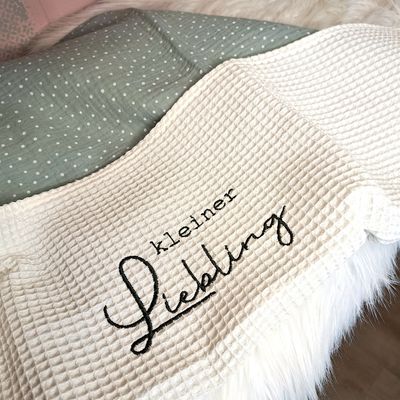 Babydecke Creme | Punkte Salbei
