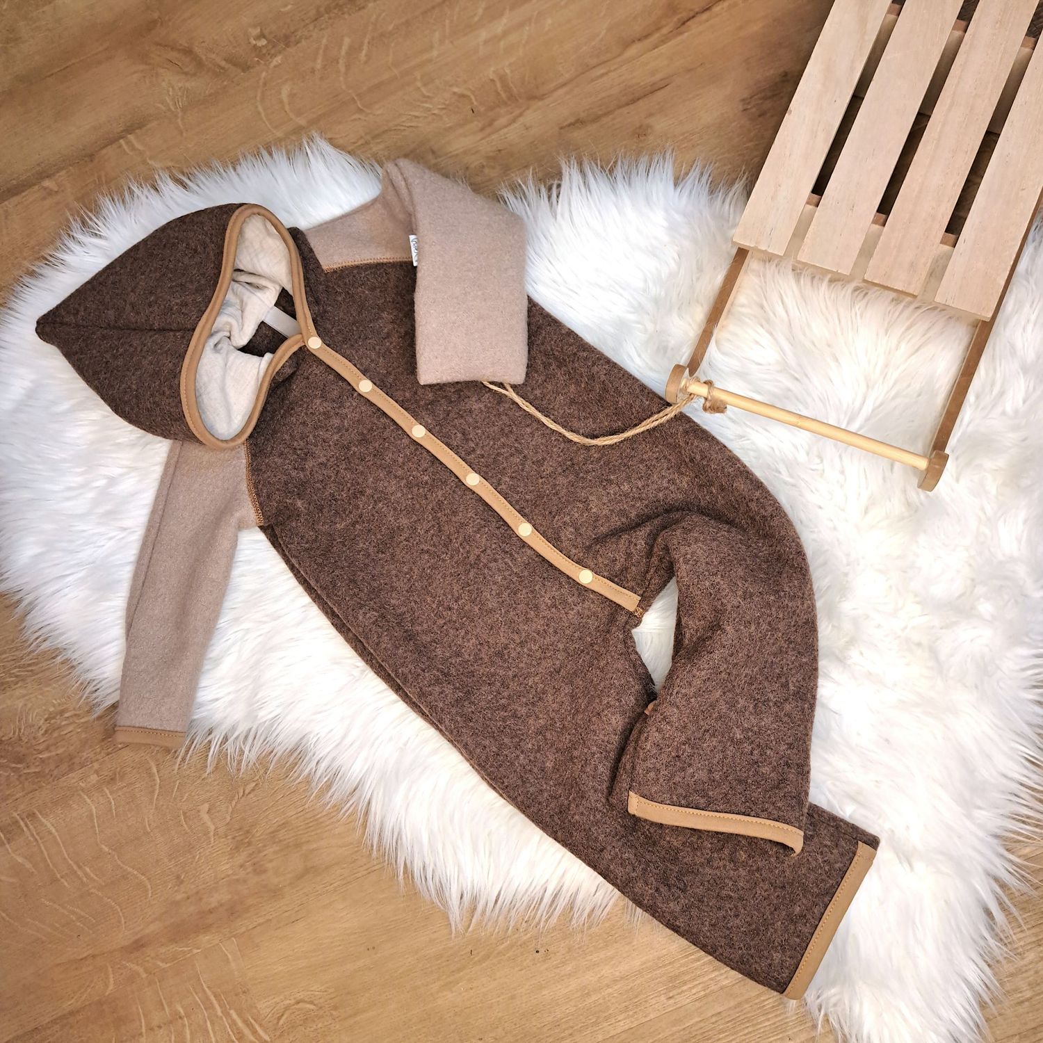 Walkoverall Dunkelbraun Melange | Beige