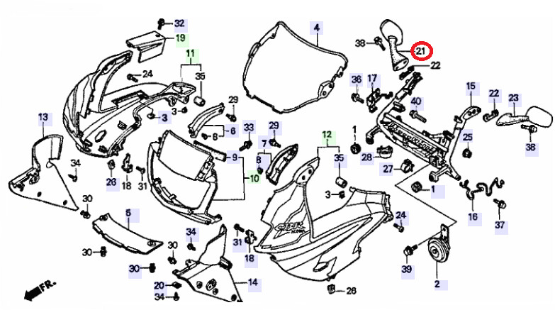 PEILI OIKEA HONDA MOOTTORIPYÖRÄ