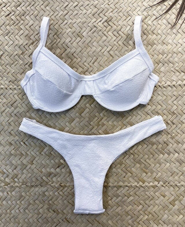 Bikini Bianco a Balconcino - slip brasiliano / taglia M