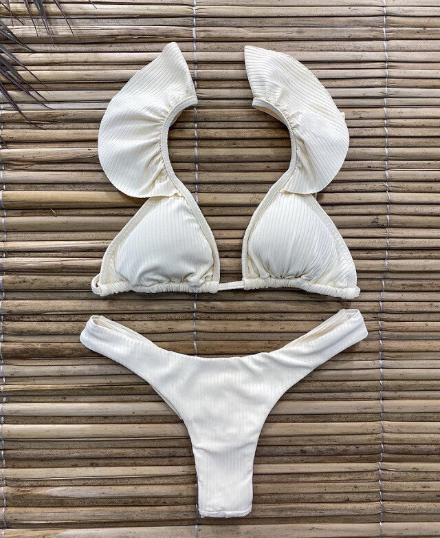 Bikini Bianco Panna - slip Brasiliano / Taglia M
