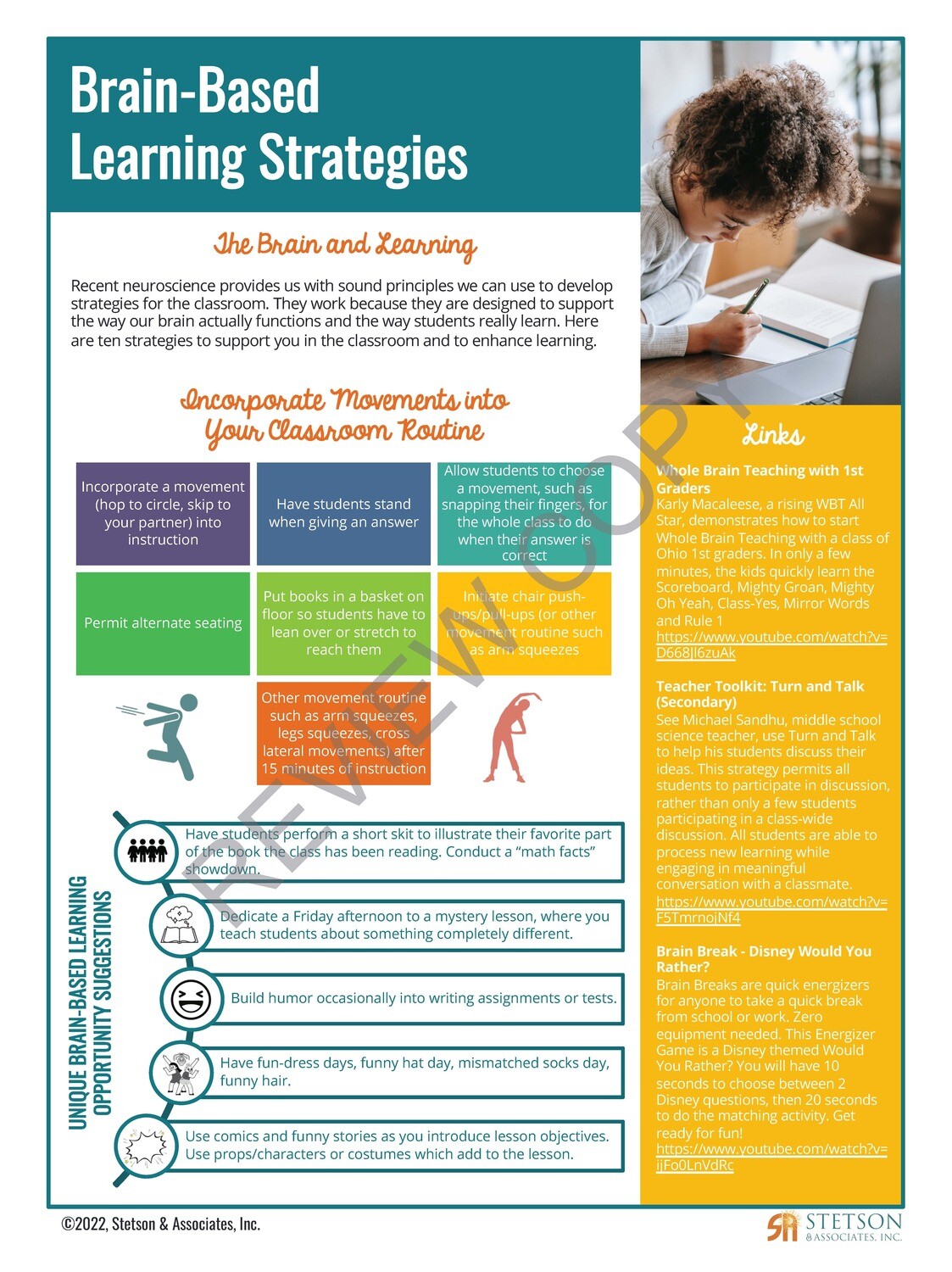 Brain-Based Learning Strategies Information Card