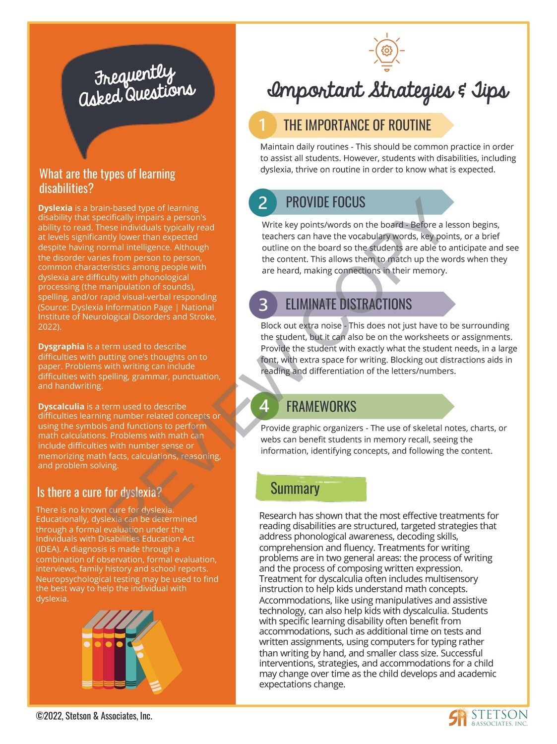 Educating the Child with Dyslexia Information Card