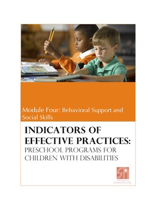 Preschool Programs for Children with Disabilities: Module 4 Behavioral Support and Social Skills