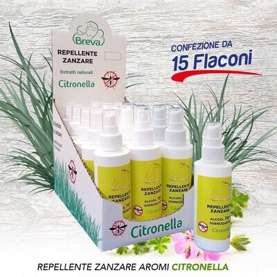 REPELLENTE ANTIZANZARE CITRONELLA 100 ml (Conf. da 15 con espositore) REPELLENTE ANTIZANZARE CITRONELLA 100 ml (Conf. da 15 con espositore)