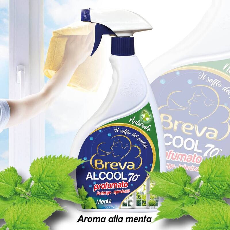 ALCOOL 70° DENATURATO PROFUMATO MENTA 600 ML (Conf. da 1/3/6/12 flaconi)