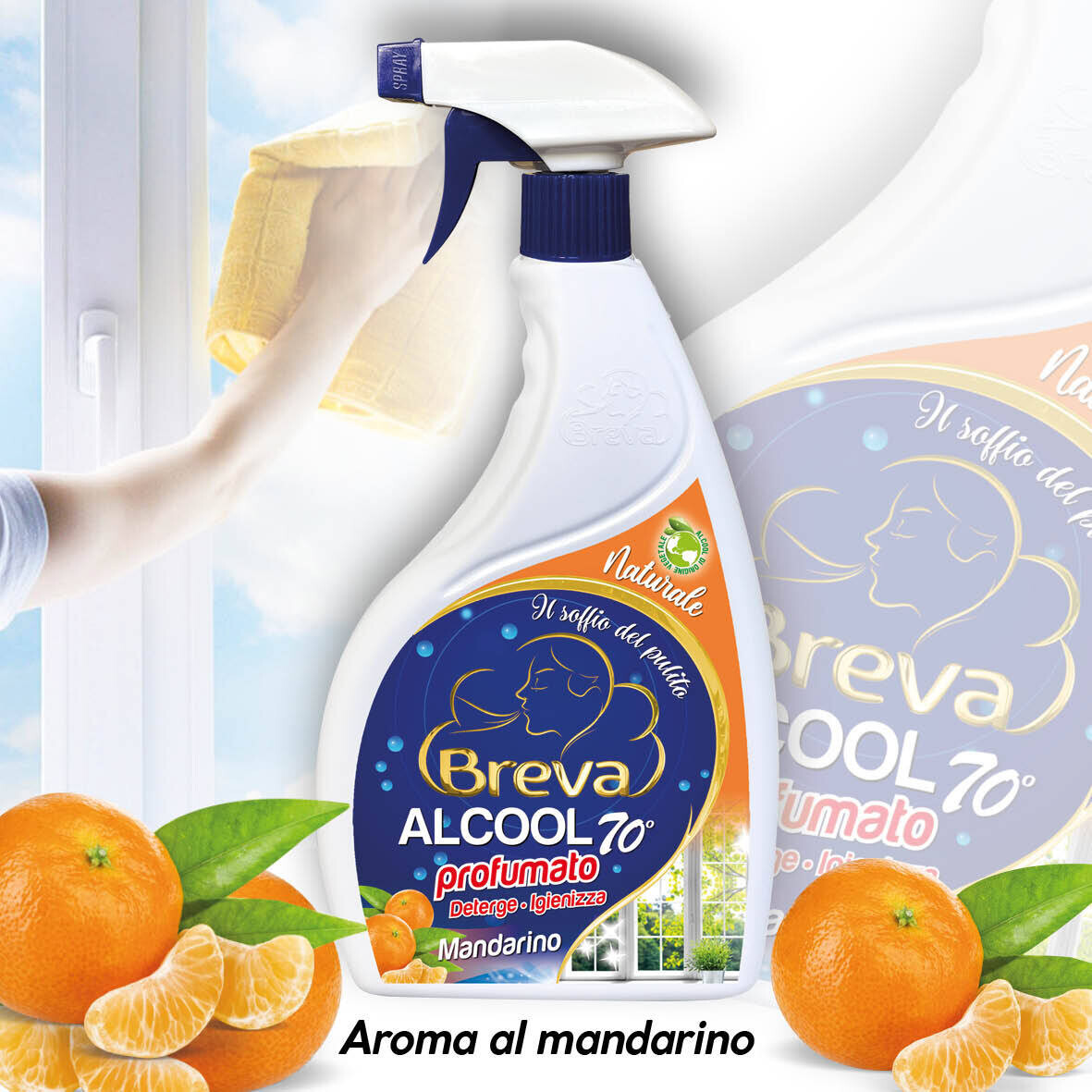 ALCOOL 70° DENATURATO PROFUMATO MANDARINO 600 ML (Conf. da 1/3/6/12 flaconi)