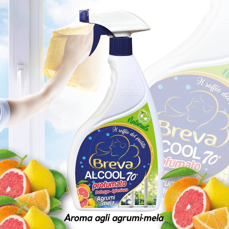 ALCOOL 70° DENATURATO PROFUMATO AGRUMI-MELA 600 ML (Conf. da 1/3/6/12 flaconi)