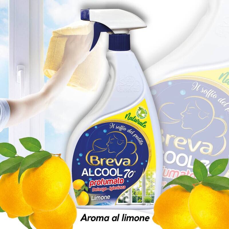 ALCOOL 70° DENATURATO PROFUMATO LIMONE 600 ML (Conf. da 1/3/6/12 flaconi)