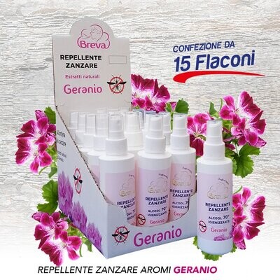 REPELLENTE ANTIZANZARE GERANIO 100 ml (Conf. da 15 con espositore) REPELLENTE ANTIZANZARE GERANIO 100 ml (Conf. da 15 con espositore)