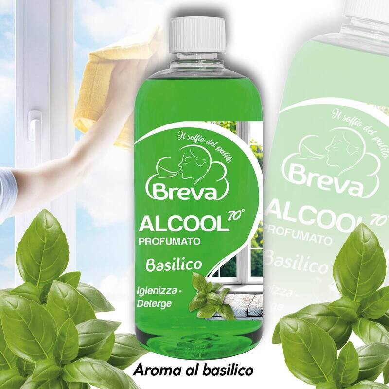 ALCOOL COLORATO 70° PROFUMATO BASILICO​ 750 ML (Conf. da 1/3/6/12 flaconi)