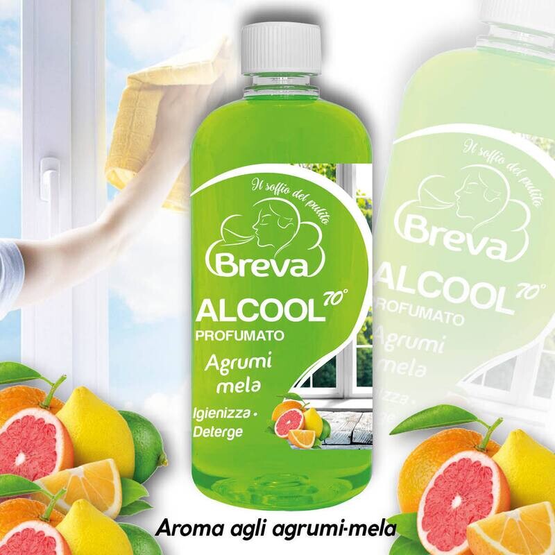 ALCOOL COLORATO 70°  PROFUMATO AGRUMI - MELA 750 ML (Conf. da 1/3/6/12 flaconi)