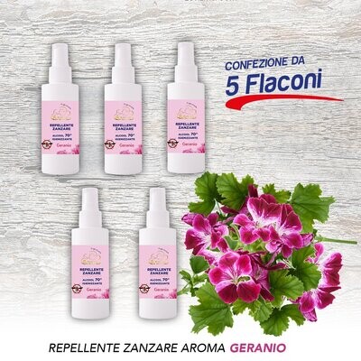 REPELLENTE ANTIZANZARE GERANIO 100 ML (Conf. da 5) REPELLENTE ANTIZANZARE GERANIO 100 ML (Conf. da 5)