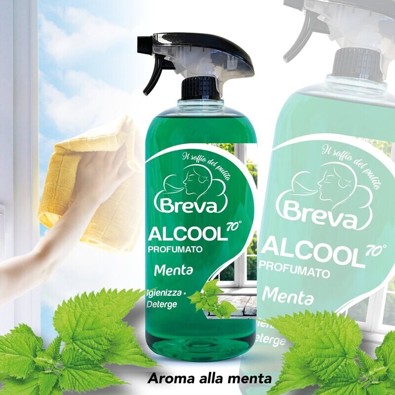 ALCOOL COLORATO 70° SPRAY PROFUMATO MENTA​ 750 ML (Conf. da 1/3/6/12 flaconi)