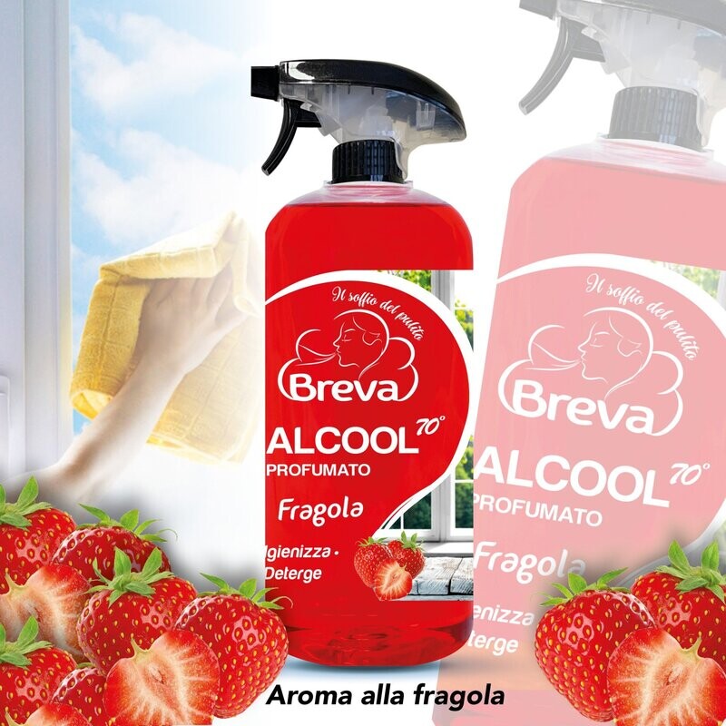 ALCOOL COLORATO 70° SPRAY  PROFUMATO FRAGOLA​ 750 ML (Conf. da 1/3/6/12 flaconi)