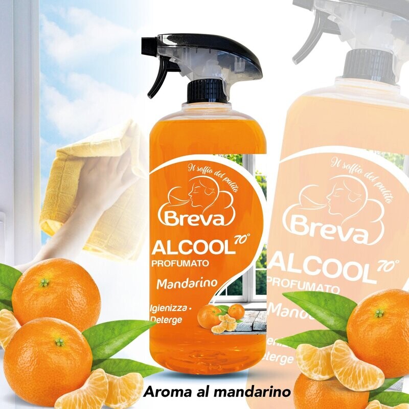 ALCOOL COLORATO 70° SPRAY  PROFUMATO MANDARINO​ 750 ML (Conf. da 1/3/6/12 flaconi)