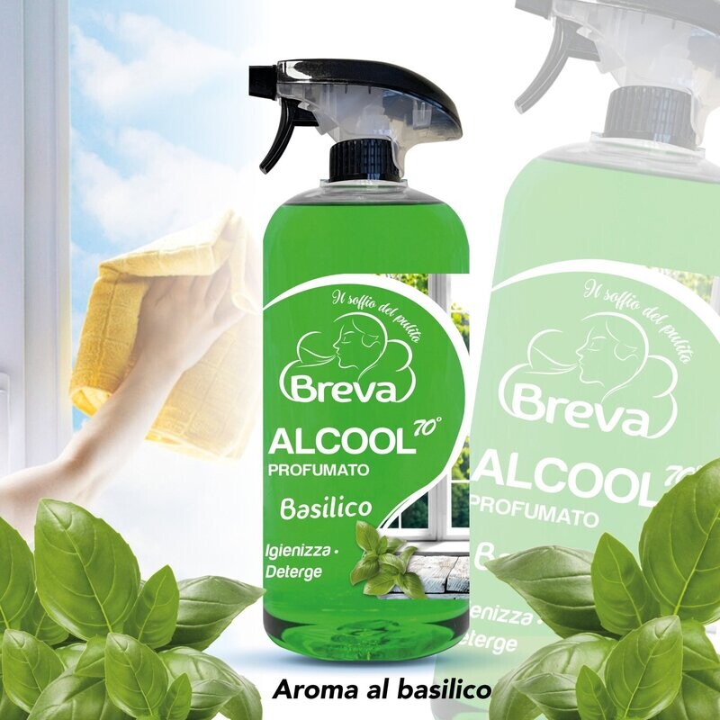 ALCOOL COLORATO 70° SPRAY  PROFUMATO BASILICO​ 750 ML (Conf. da 1/3/6/12 flaconi)