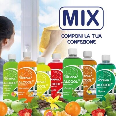 ALCOOL COLORATO 70° MIX​ AROMI 750 ML (Conf. da 1/3/6/12 flaconi) COMPONI LA TUA CONFEZIONE