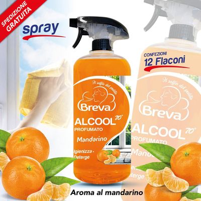 PROMO SPEDIZIONE GRATUITA ALCOOL COLORATO 70° SPRAY PROFUMATO MANDARINO 750 ML (Conf. 12 flaconi)