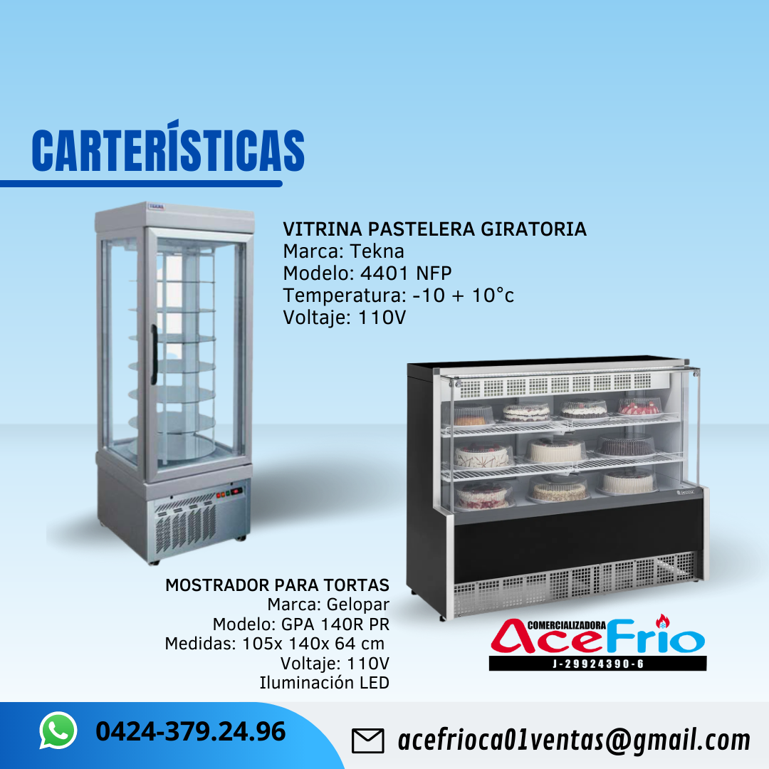 Vitrina Pastelera Giratoria 
Mostrador de Tortas