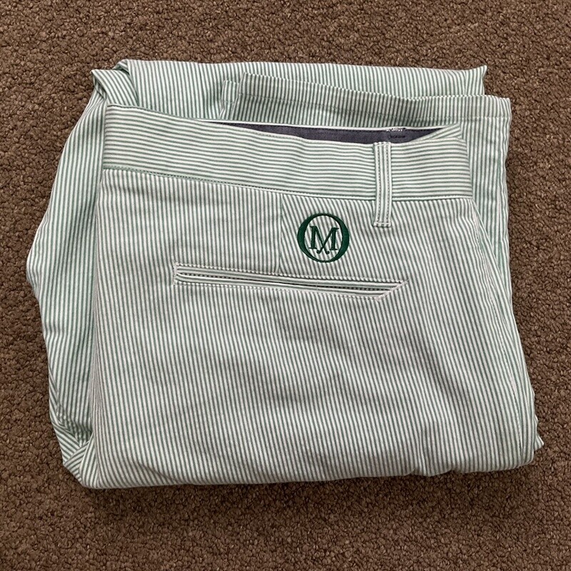 NWOT Old McDonald Nike Golf mens Green &amp; White Striped 34 X 30 Pants