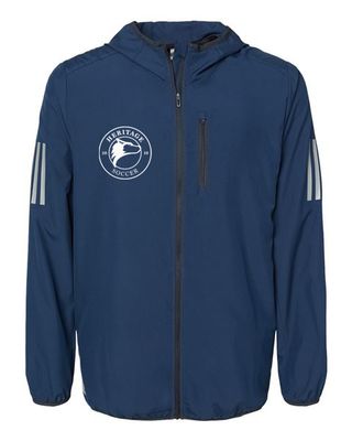 Adidas Heritage High School Logo Hooded Full-Zip Windbreaker Collegiate Navy