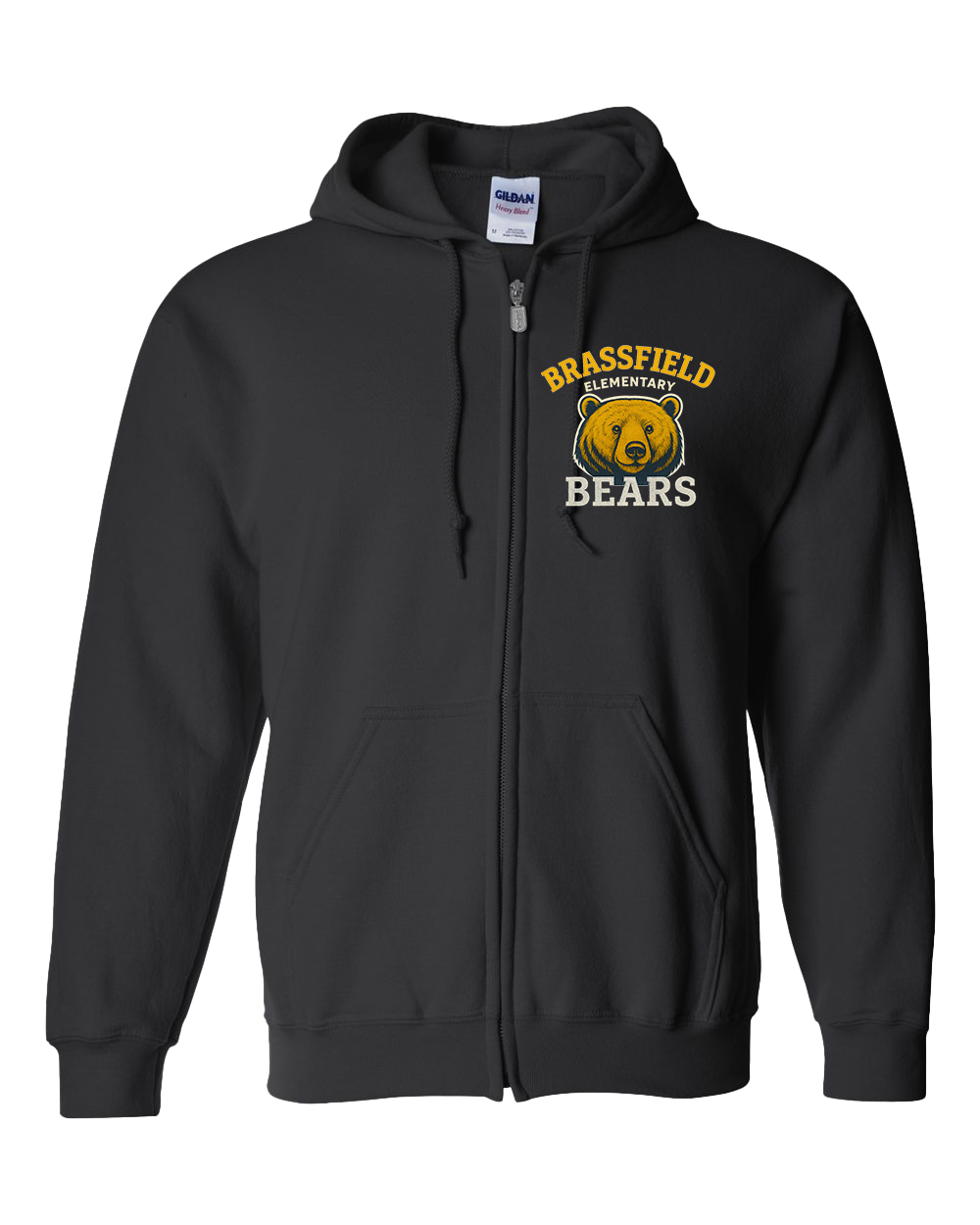 Brassfield | Bear | Zip Hoodie, Color: Black