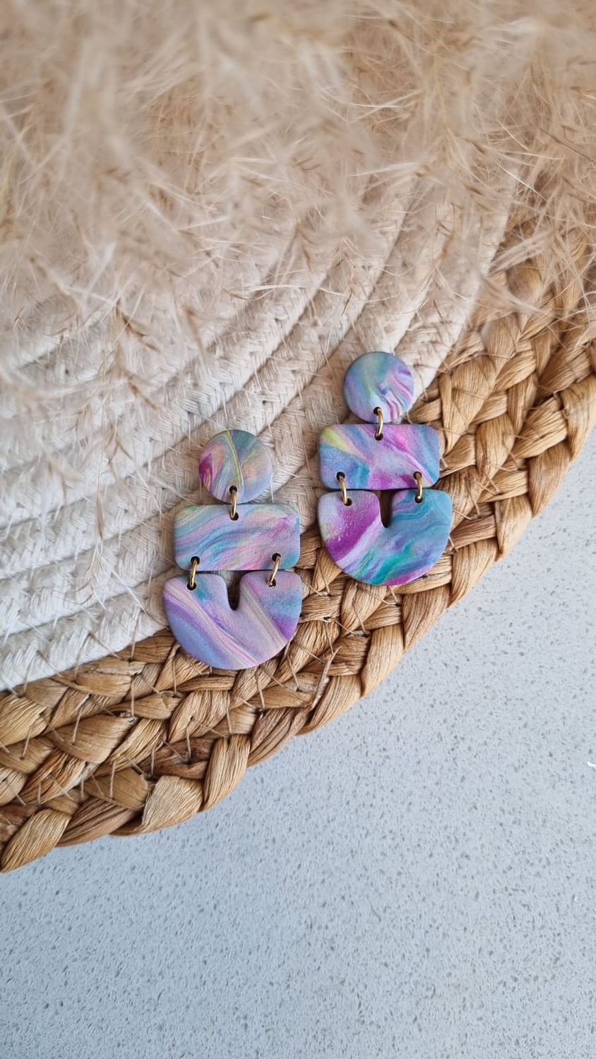 Blue, purple, green drops