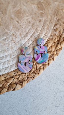 Blue, purple, green drops