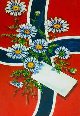 Cards-Norwegian Birthday/Norg Flag Daisies