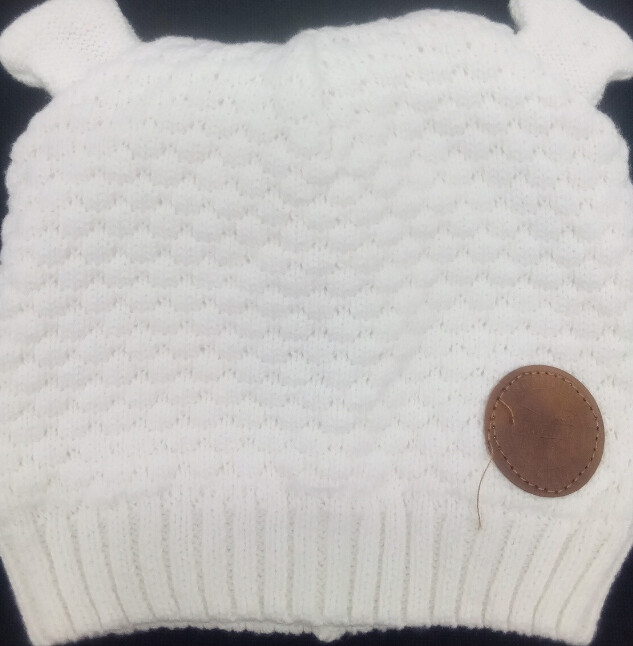 Knit Hats White Baby With Ears