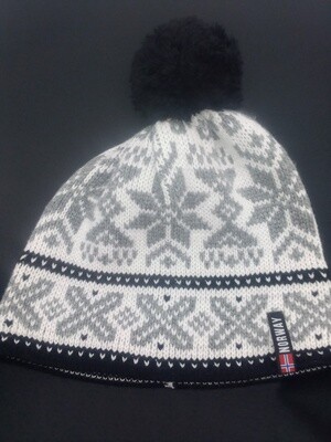 Knit Hat Snowflakes Off White/grey/black