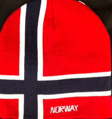 Red Norwegian Flag Knit Hat