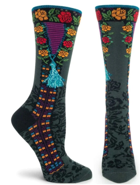 Socks Ozone Floral Tassels Grey