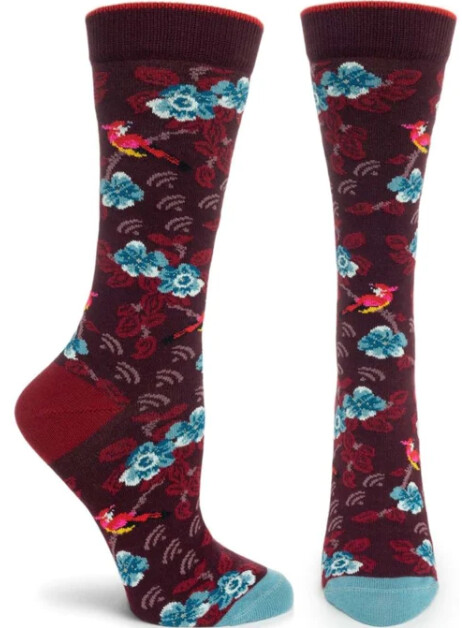 Ozone Humming Bird Burgandy Socks