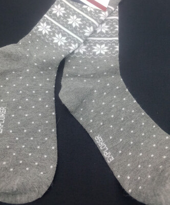 Scandinavian Explorer Socks Norwigian Womans Grey Snowflakes