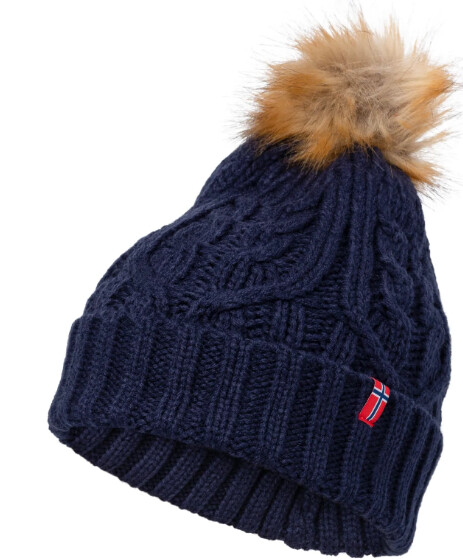 Scandinavian Explorer Hat Faux Fur Pom Navy