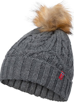 Scandinavian Explorer Hat Faux Fur Pom Gray