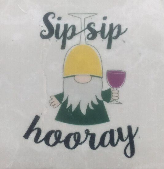 Hello Lucy Coaster Gnome Sip Sip Hooray