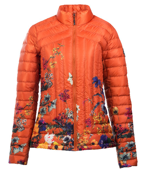 Floral Down Jacket-Orange XL