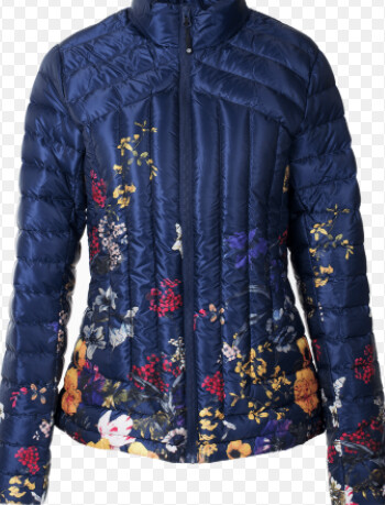 Floral Down Jacket-Navy XXL