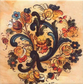 Ceramic Tile Trivet-Lorentzen Rosemaling