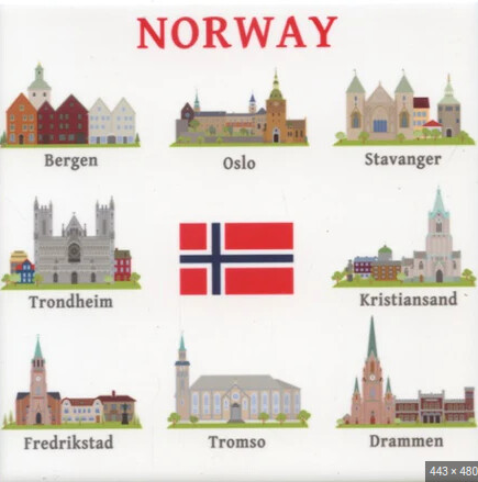 Ceramic Tile Trivet- Norway Landmarks
